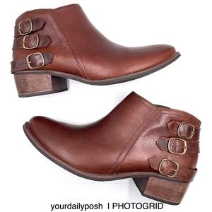 Matisse brown leather western buckle Kate ankle boots US 8M